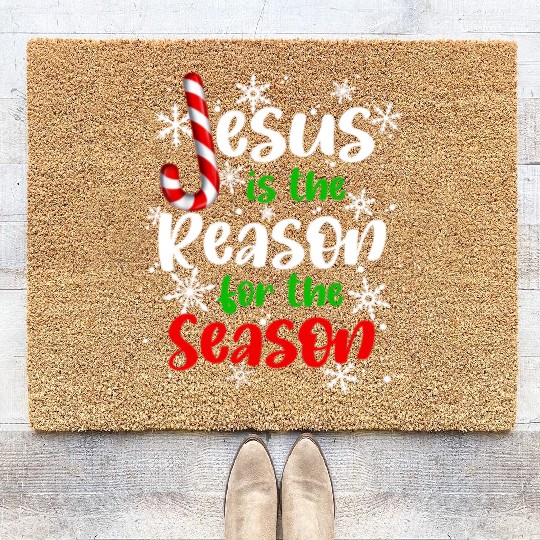 Jesus is The Reason for the Season Candy Christian Coir Doormats