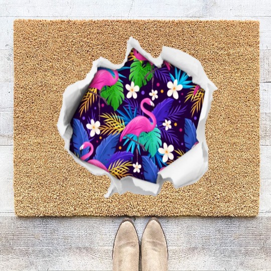 Bullet Hole Flamingo Coir Doormats