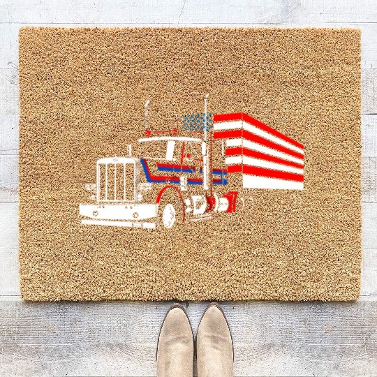 Truck Driver US FLAG, Truck, Trucker Dad Coir Doormats