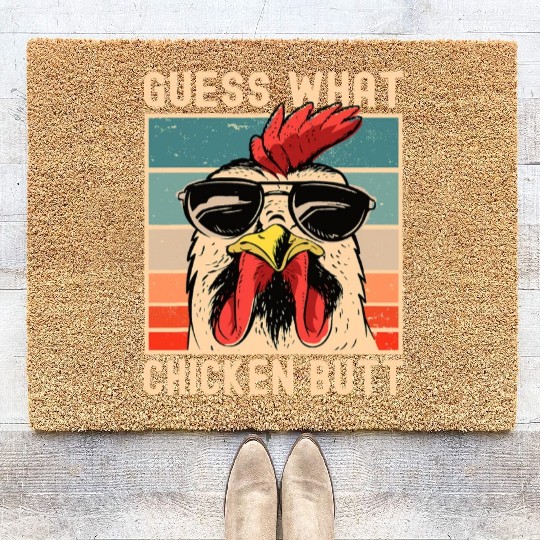 Chicken Meme Design Guess What Chicken Butt Coir Doormats