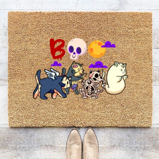 Boo! | Spooky Funny Halloween | Mummy Skeleton Coir Doormats