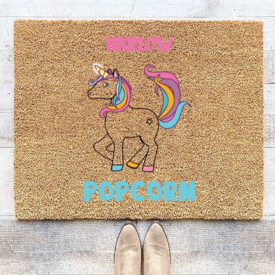 Harlow And Popcorn Merch Popcorn The Pony Coir Doormats