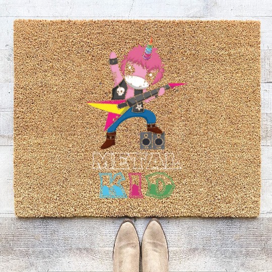 Rocker Unicorn Guitar Metal Kid Music Heavy Rock Coir Doormats
