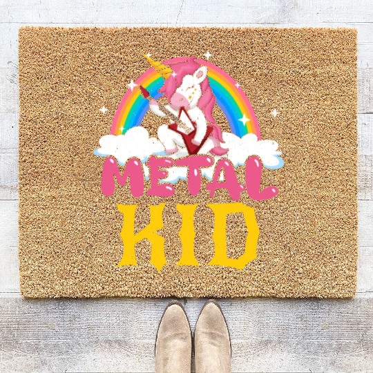 Guitar Unicorn Rainbow Metal Music Heavy Rock Coir Doormats