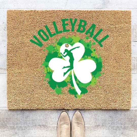 Volleyball Shamrock Irish Sports St Pattys Day Coir Doormats