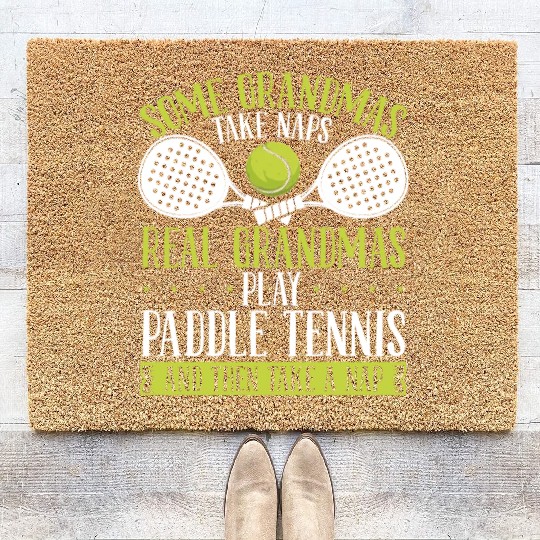 Paddle Tennis Player Match Grandmom Grandma Coir Doormats