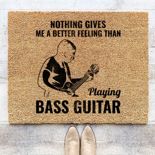 Bass Guitar Player Music Musician Bassist Funny Coir Doormats