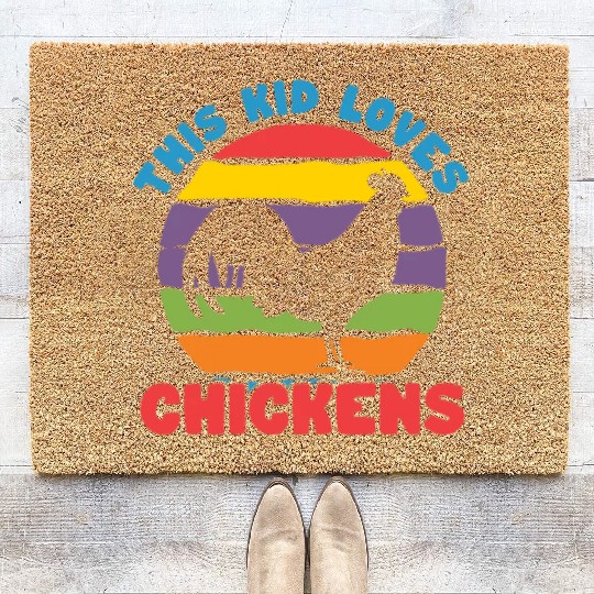 This Kid Loves Chickens Retro Coir Doormats