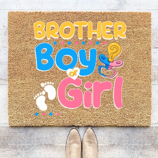 Pink or Blue Brother Loves You Best Brother Ever Coir Doormats