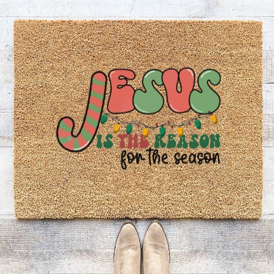 Jesus is The Reason for the Season Candy Christian Coir Doormats