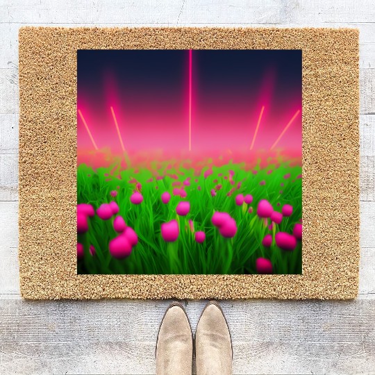 Glowing pink flowers Coir Doormats