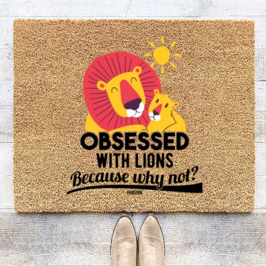 Lion lying in the African sun Coir Doormats