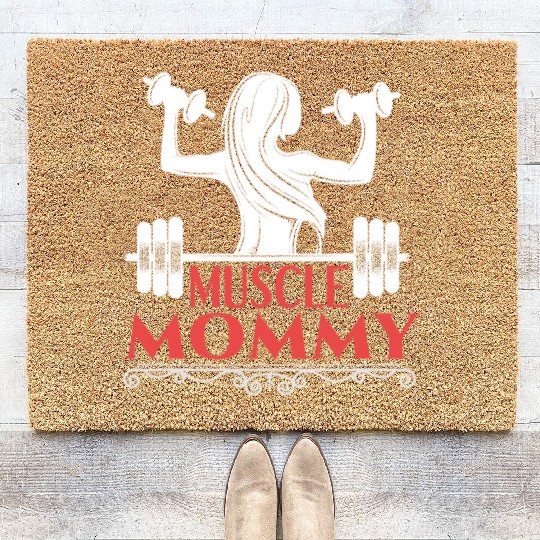 Muscle Mommy fitness saying Coir Doormats