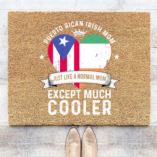 Puerto Rico Flag Ireland Mom Mothers Day Women Coir Doormats