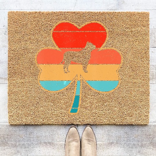 Pitbull Dog Shamrock St Patricks Day Coir Doormats