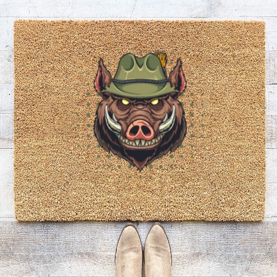 Wild Boar Hunter Hunting Forest Coir Doormats