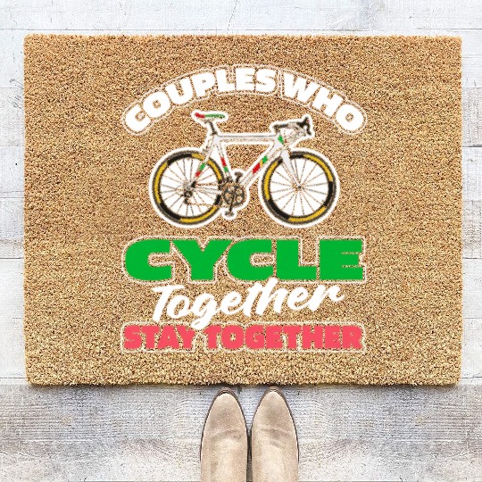 Cycling Cyclist Couple Coir Doormats