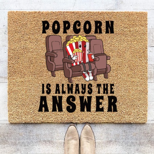 Movie Watching Cinema Popcorn Binge Watching Coir Doormats