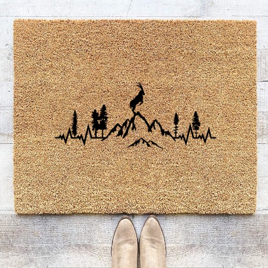 Mountain and Ibex pulse heart beat, mountain goat Coir Doormats