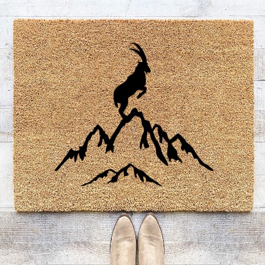 Mountain and Ibex, Mountains and Mountain goat Coir Doormats