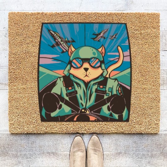 Fighter jet pilot-cat Fighter jet pilot-cat inspir Coir Doormats