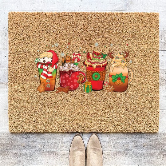 Hot Chocolate Cup Peppermint Mocha Coir Doormats