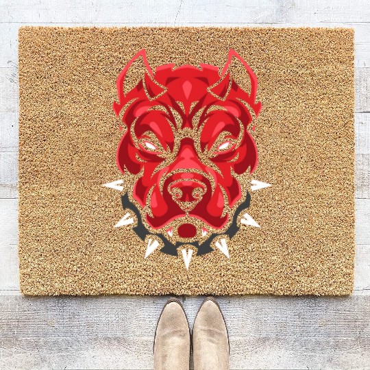 Devil pitbull dog Coir Doormats