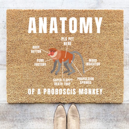 Anatomy Of A Proboscis Monkey, Funny Meme Animal Coir Doormats
