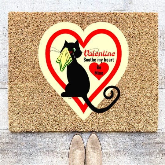 Crying Black Cat Old Fashioned Valentine Vintage S Coir Doormats