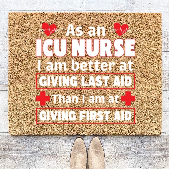 Funny ICU Nurse Coir Doormats