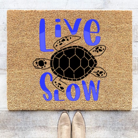 Relax and Live Slow Sea Turtle Beachy Vacation Coir Doormats