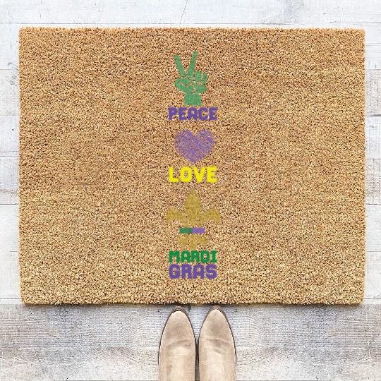 2023 Festival Parade Beads Love Peace Mardi Gras Coir Doormats
