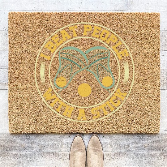 I Beat People With A Stick Funny Lacrosse Coir Doormats