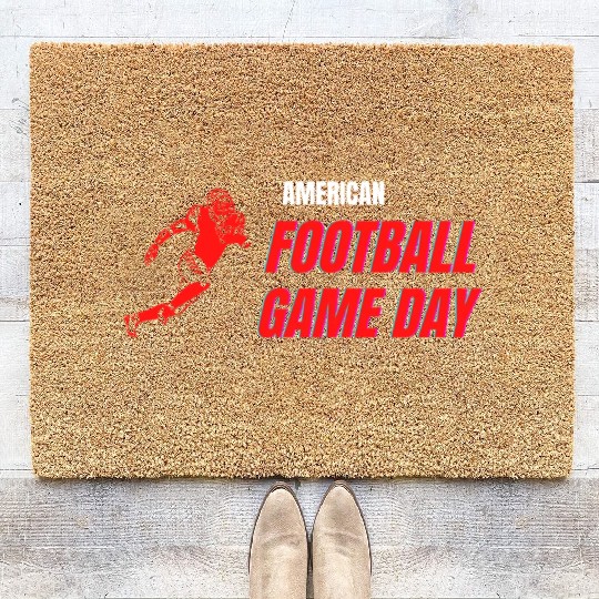 American Football Player Game Day Sport Tees Coir Doormats