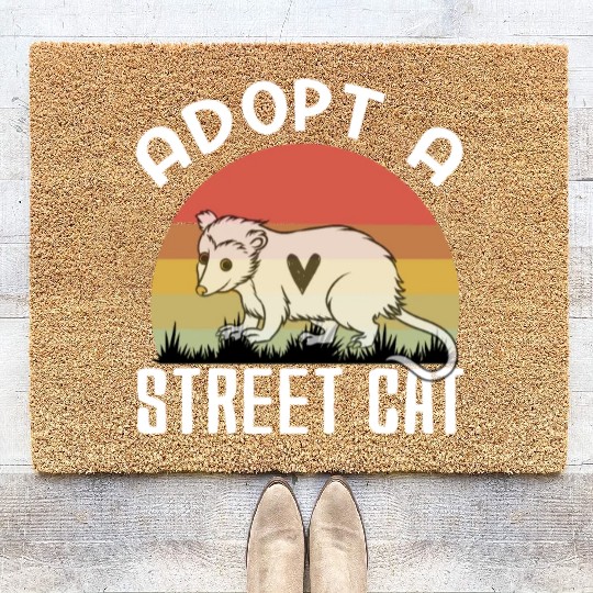 Adopt A Street Cat Funny Opossum Vintage Coir Doormats