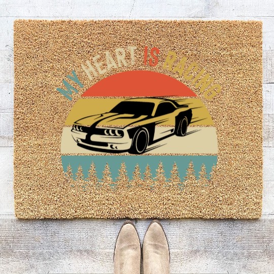 Fathers Day Retro Vintage Speedway Car Racing Coir Doormats