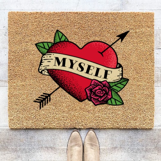Heart Tattoo Love Myself Coir Doormats
