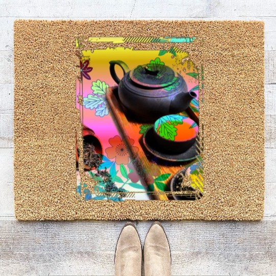 Japan Tea Ceremony Collage Art 99 Coir Doormats