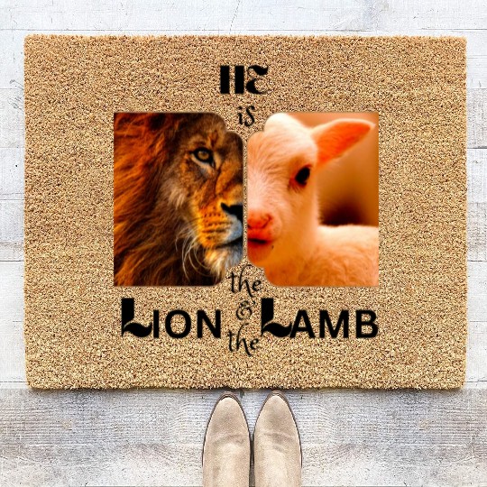 He is the Lion and the Lamb Coir Doormats