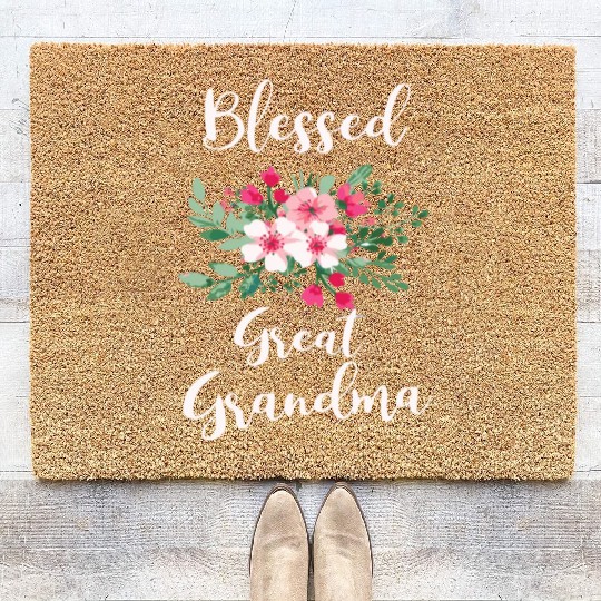 Blessed Great Grandma Flower Bouquet For Grandma Coir Doormats