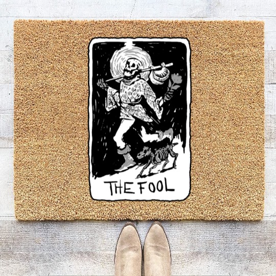 The Fool Skeleton With Dog Tarot Card Coir Doormats