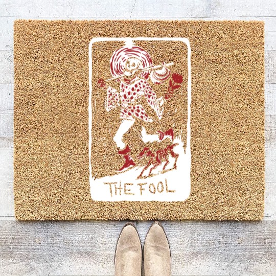 The Fool Skeleton With Dog Tarot Card Coir Doormats
