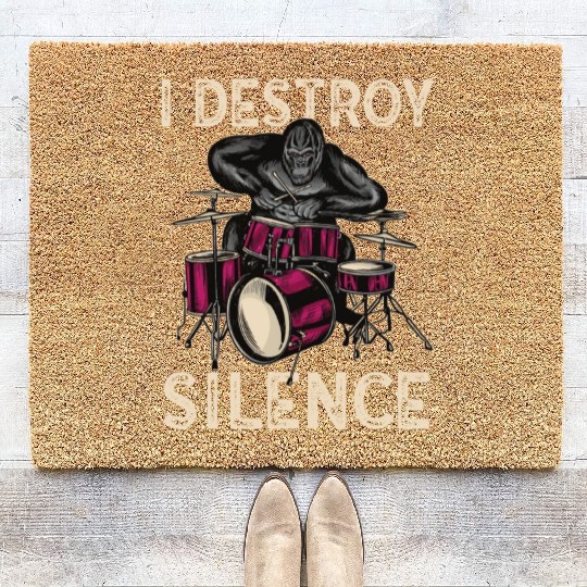 I Destroy Silence Drummer Band Music Beat Drum Coir Doormats