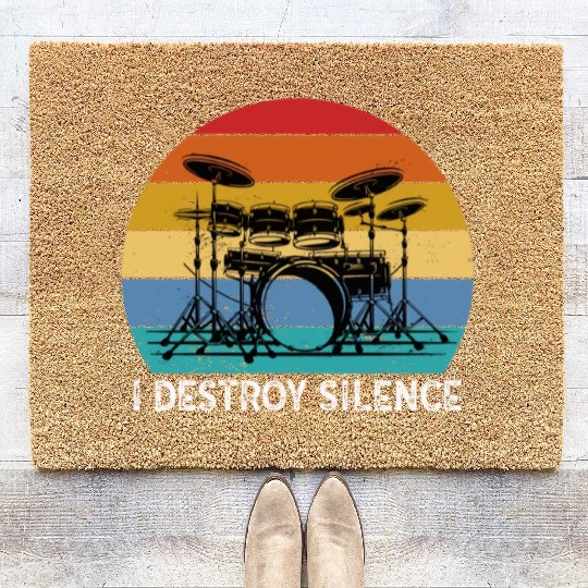 I Destroy Silence Drummer Band Music Beat Drum Coir Doormats