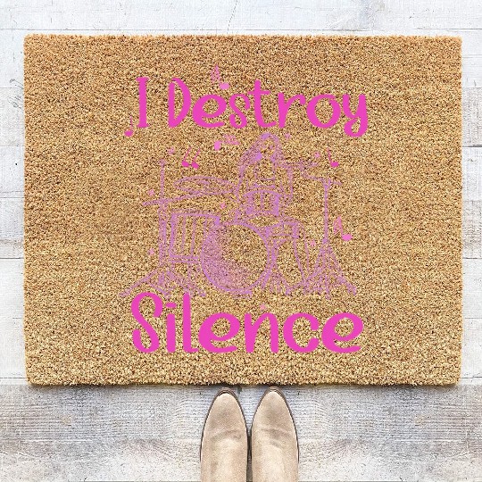 I Destroy Silence Drummer Band Music Beat Drum Coir Doormats