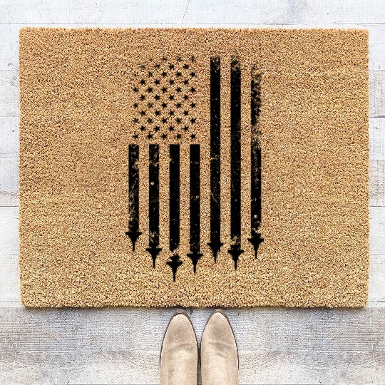 USA Flag Jet, American Flag, Fighter Jet Airplanes Coir Doormats