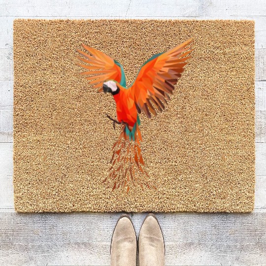 Colourful Macaw Parrots - Modern Bird Design Coir Doormats