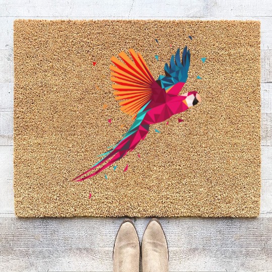 Macaw Parrot Geometric Bird Parakeet Ornitholog Gi Coir Doormats