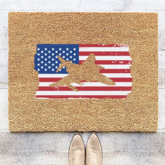 F-4 Phantom Fighter Jet American Flag F4 Phantom Coir Doormats