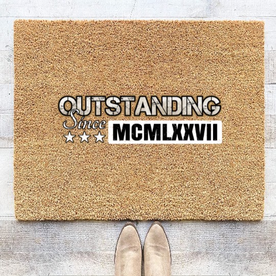 Outstanding Since 1977 Roman Number MCMLXXVII Coir Doormats